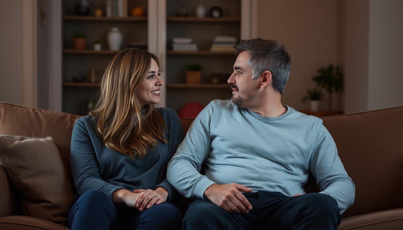 Para rozmawiająca ze sobą w przytulnym otoczeniu o życiu erotycznym